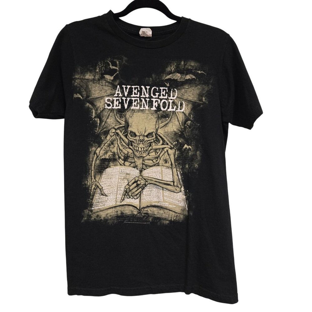 Avenged Sevenfold Y2K 2013‎ Licensed Winged Skeleton Black Graphic Tee